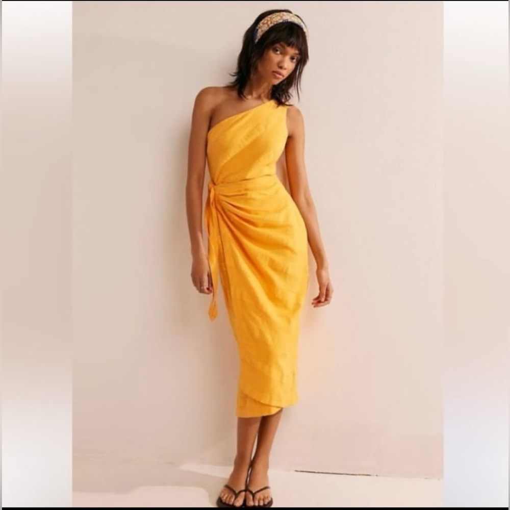 NWT Free People Cream At Leisure One Shoulder Midi Dress